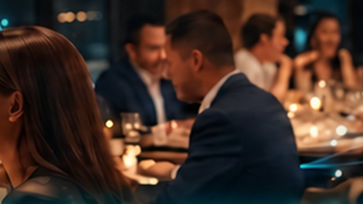 Control de costes — the room's tables, guests in conversation