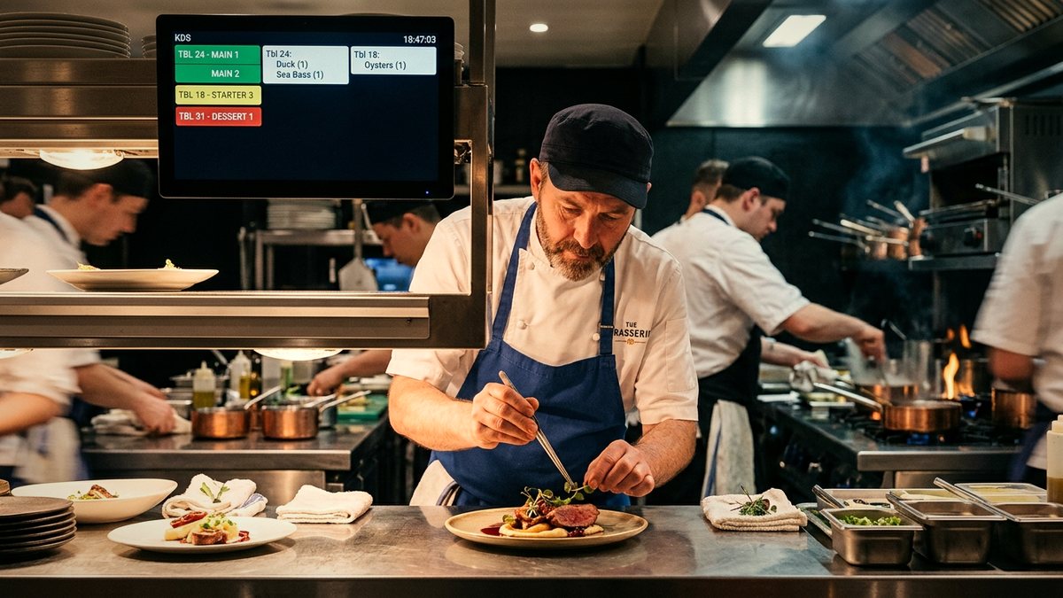 Commande client → cuisine → service